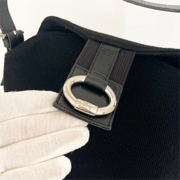 BURBERRY Blue Label Shoulder Satchel Bag Black Canvas Fabric - Picture 12 of 15